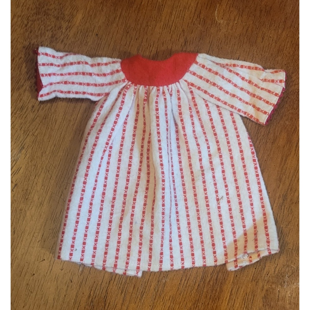 Vintage Ideal Tammy Mom ? Clothes Doll Outfit Red White Flannel Robe Nightgown